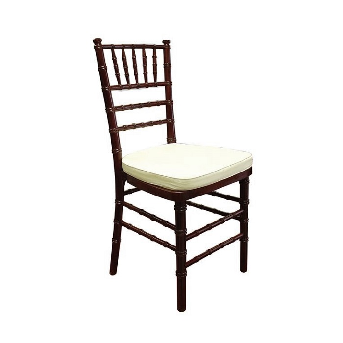 Wooden Fruitwood Folding Chair with Ivory Cushion | TheGrandEventDesign