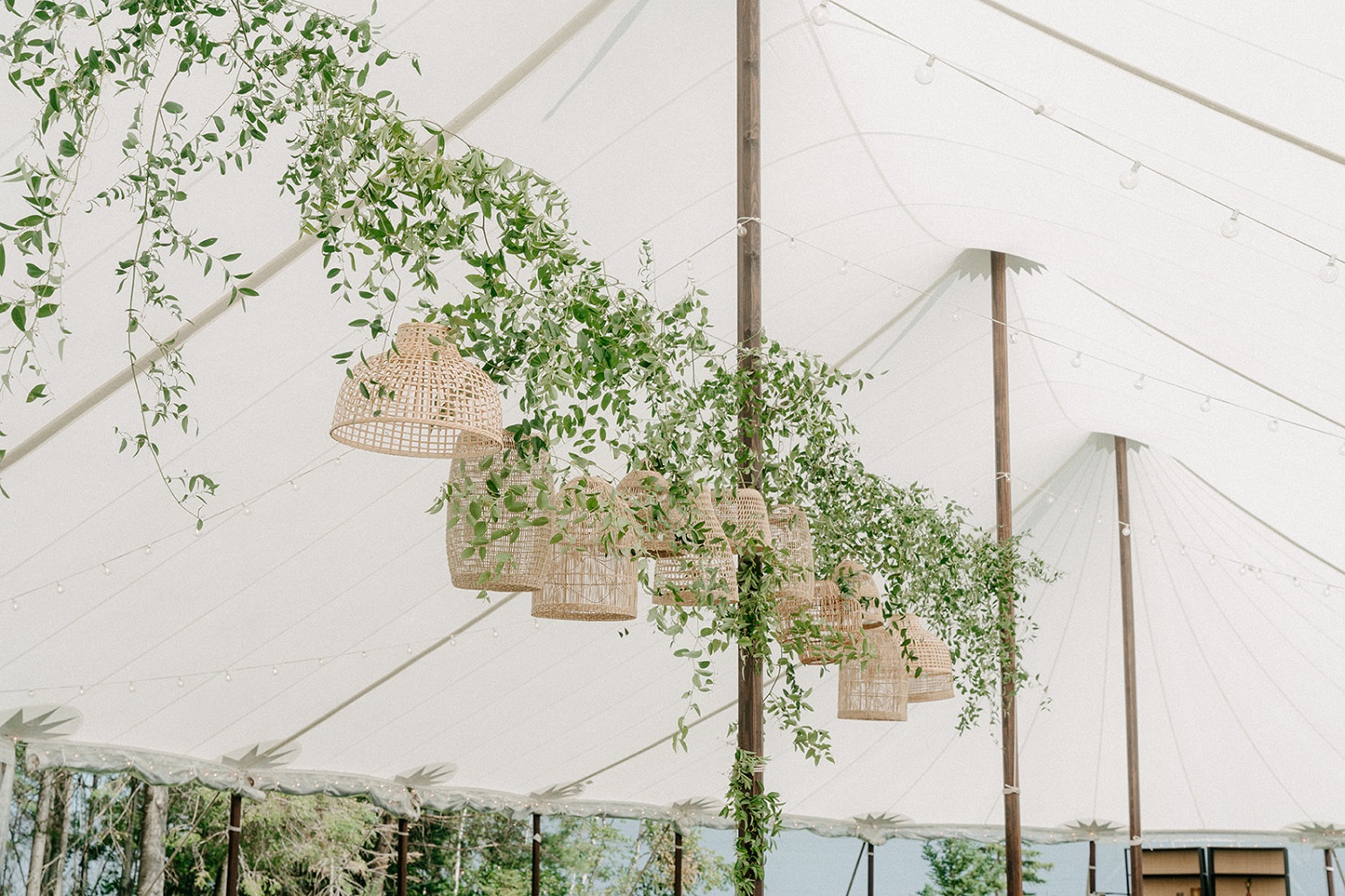 Décor : Rattan Pendants | Après Event Décor and Tent Rental