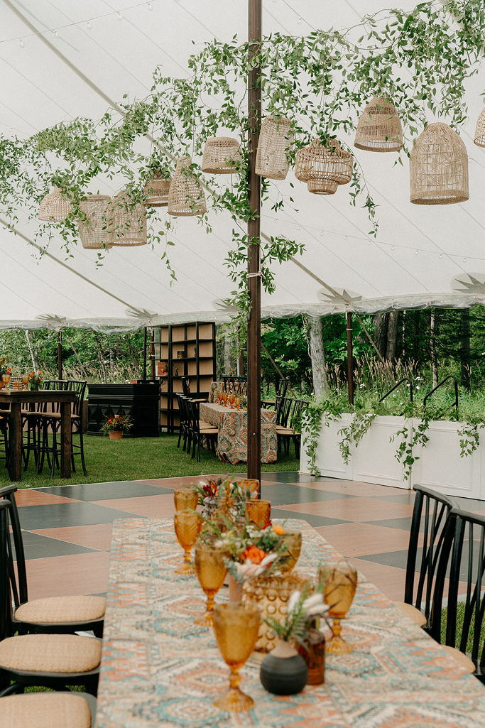 Décor : Rattan Pendants | Après Event Décor and Tent Rental